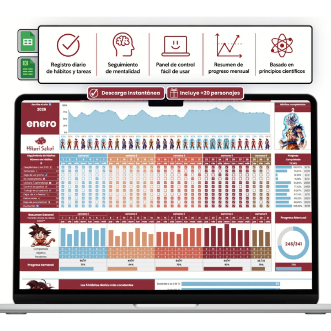 Plantilla de Hábitos para Excel y Sheets